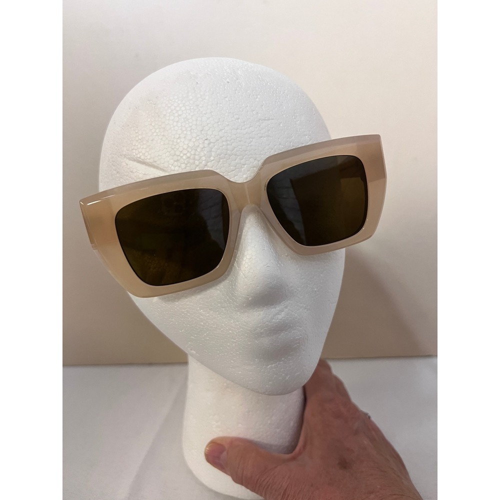 AQS Sunglasses Women Tan Excellent Oversized Square Acetate JL2 53-19-145 - Picture 2 of 8